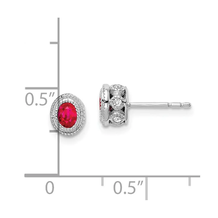 Goldia Earrings 14k White Gold Ruby and Real Diamond Earrings