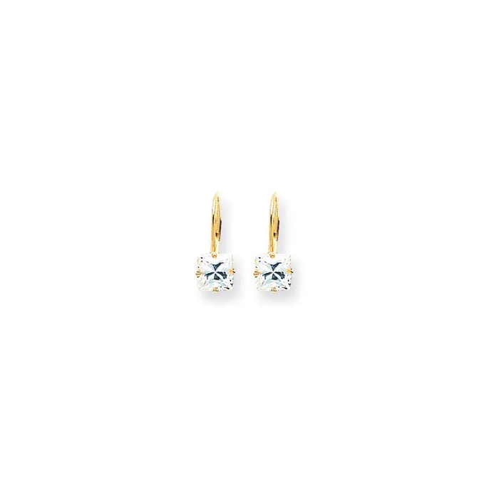 Goldia Earrings 14k Yellow Gold 6mm Princess Cut Cubic Zirconia Leverback Earrings Goldia Earrings 14k Yellow Gold 6mm Princess Cut Cubic Zirconia Leverback Earrings