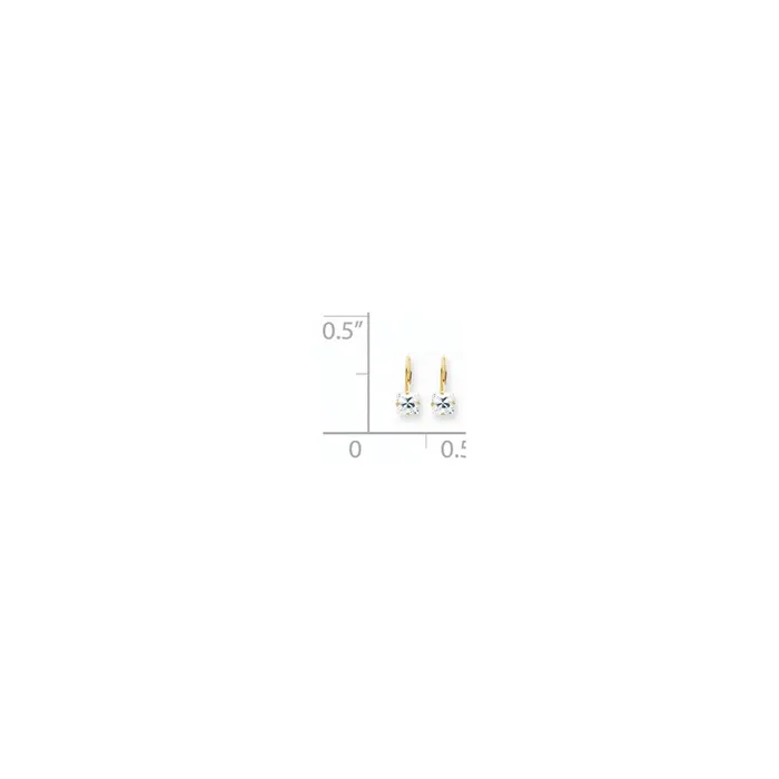 Goldia Earrings 14k Yellow Gold 6mm Princess Cut Cubic Zirconia Leverback Earrings