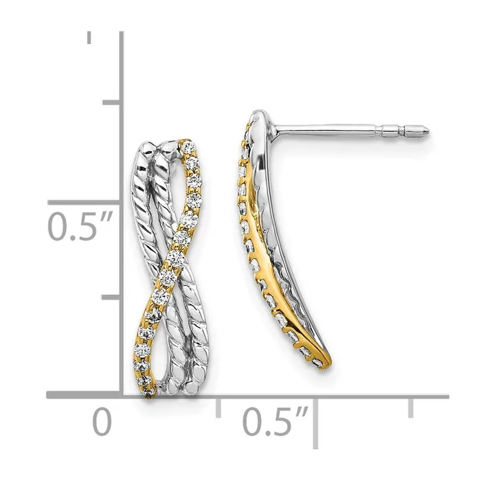 Goldia Earrings 14k Yellow Gold Twotone Real Diamond Fancy Earrings