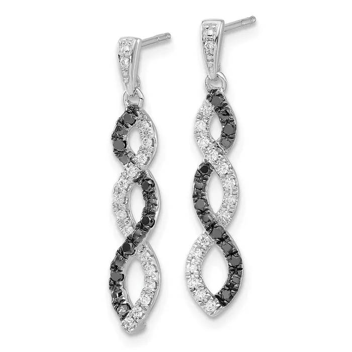 Goldia Earrings Solid 14k White Gold BlacK and Simulated CZ Twisted Post Earrings Goldia Earrings Solid 14k White Gold BlacK and Simulated CZ Twisted Post Earrings