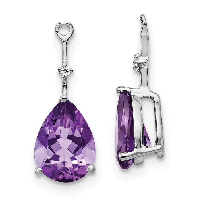 Goldia Earrings Solid 14k White Gold Simulated CZ and Amethyst Earring JacKets Goldia Earrings Solid 14k White Gold Simulated CZ and Amethyst Earring JacKets