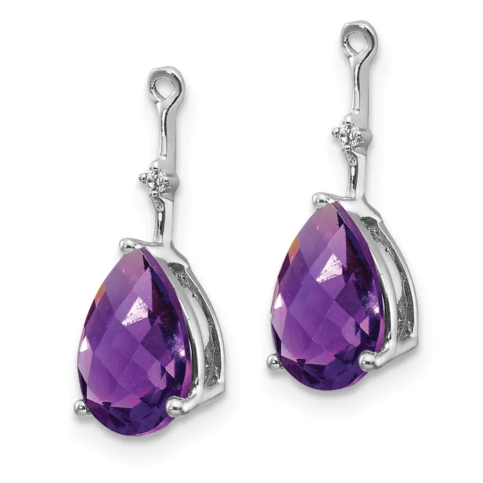 Goldia Earrings Solid 14k White Gold Simulated CZ and Amethyst Earring JacKets Goldia Earrings Solid 14k White Gold Simulated CZ and Amethyst Earring JacKets