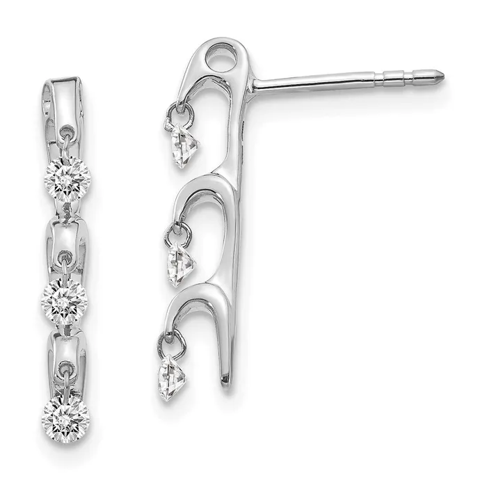 Goldia Earrings Solid 14k White Gold Simulated CZ Earrings