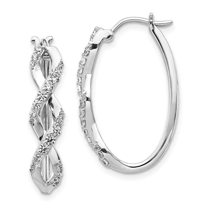 Goldia Earrings Solid 14k White Gold Simulated CZ Fancy Earrings