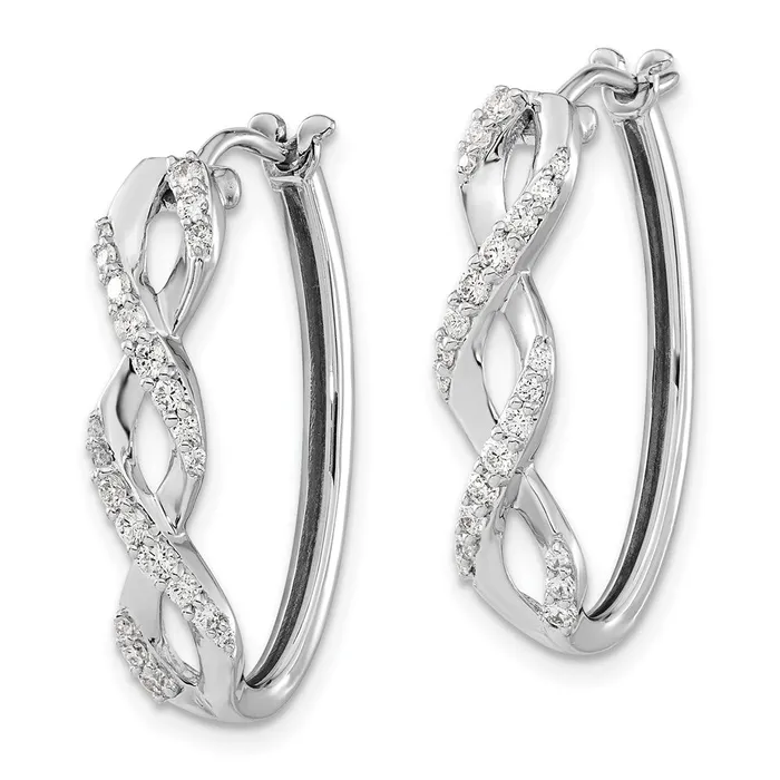 Goldia Earrings Solid 14k White Gold Simulated CZ Fancy Earrings