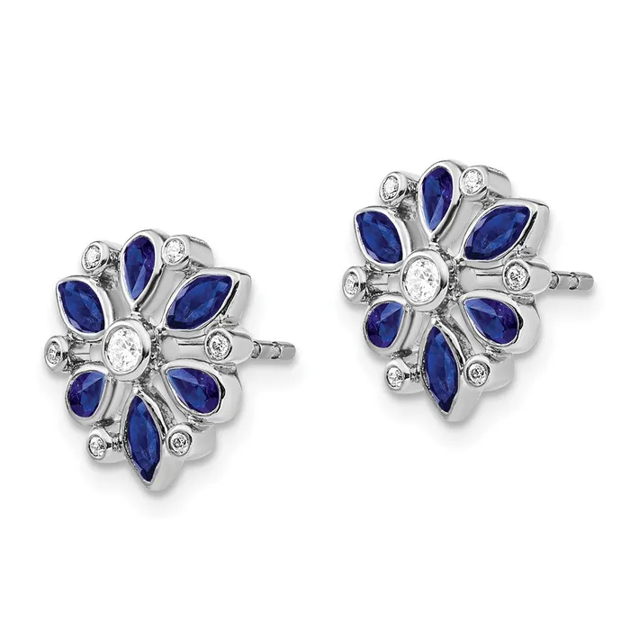 Goldia Earrings Solid 14k White Gold Simulated Sapphire and CZ Post Earrings Goldia Earrings Solid 14k White Gold Simulated Sapphire and CZ Post Earrings
