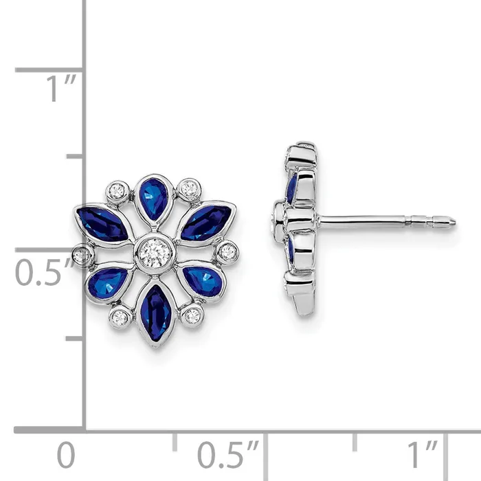 Goldia Earrings Solid 14k White Gold Simulated Sapphire and CZ Post Earrings Goldia Earrings Solid 14k White Gold Simulated Sapphire and CZ Post Earrings