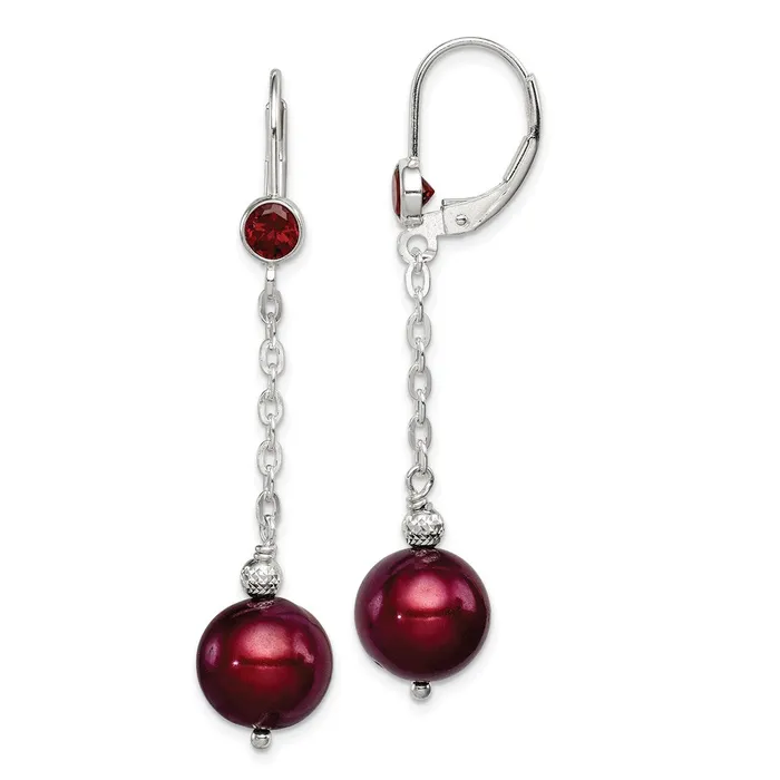 Goldia Earrings Sterling Silver Garnet u0026 910mm Cranberry FWC Pearl Leverback Earrings Goldia Earrings Sterling Silver Garnet u0026 910mm Cranberry FWC Pearl Leverback Earrings