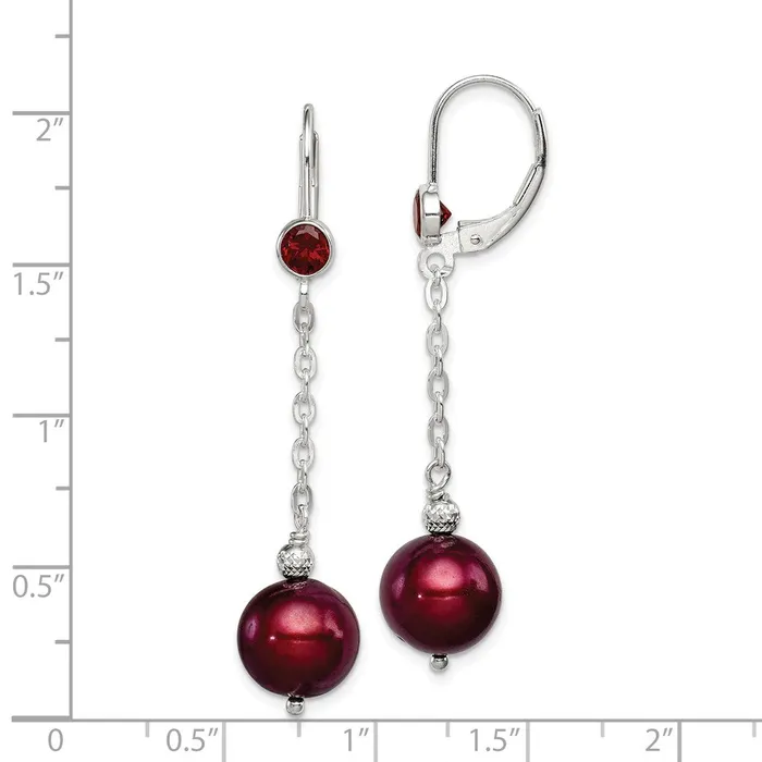 Goldia Earrings Sterling Silver Garnet u0026 910mm Cranberry FWC Pearl Leverback Earrings