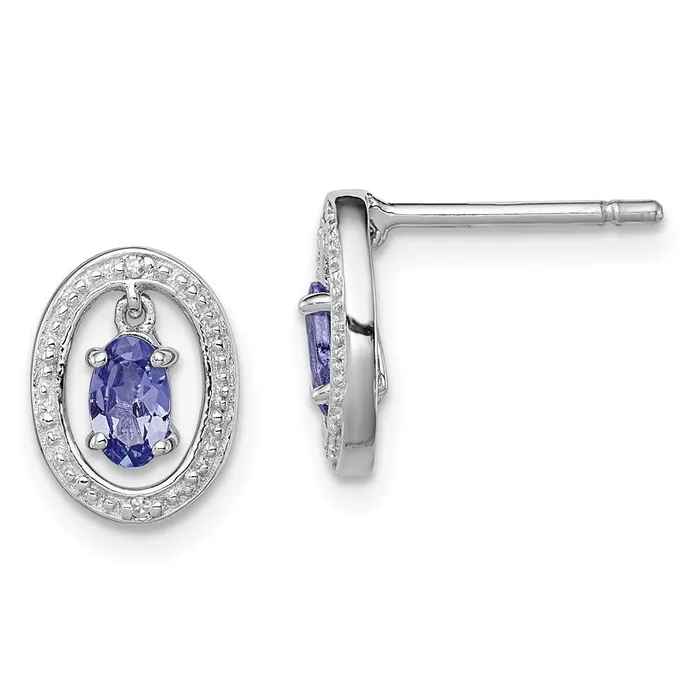Goldia Earrings Sterling Silver Rhodium Plated Diamond u0026 Tanzanite Oval Post Earrings Goldia Earrings Sterling Silver Rhodium Plated Diamond u0026 Tanzanite Oval Post Earrings