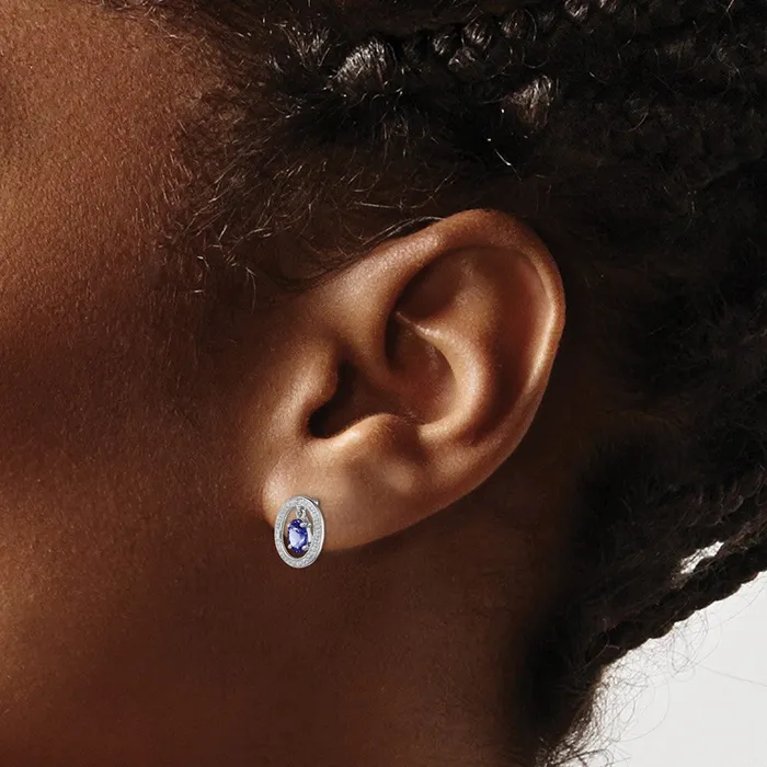 Goldia Earrings Sterling Silver Rhodium Plated Diamond u0026 Tanzanite Oval Post Earrings