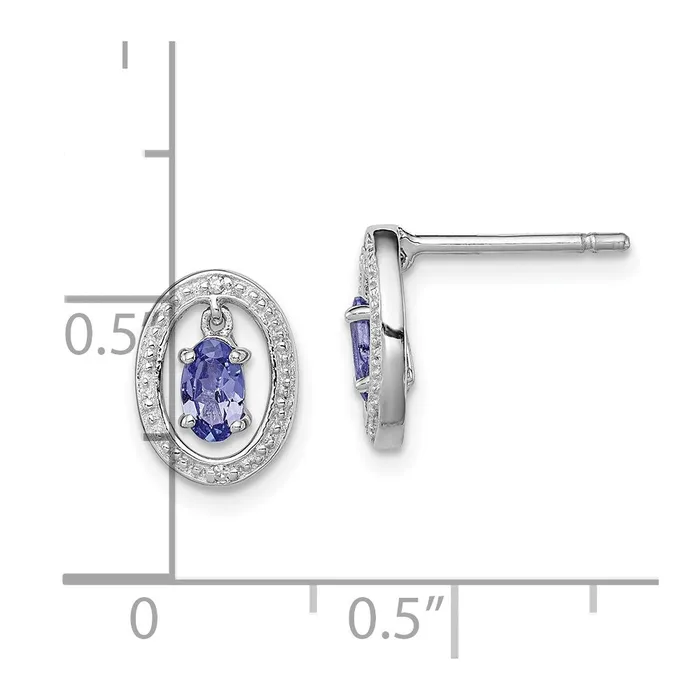 Goldia Earrings Sterling Silver Rhodium Plated Diamond u0026 Tanzanite Oval Post Earrings