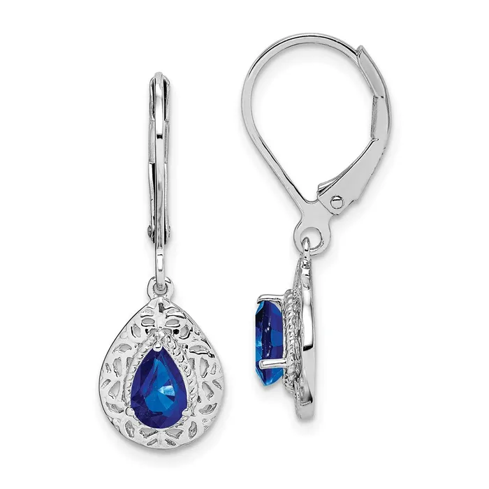 Goldia Earrings Sterling Silver Rhodiumplated Sapphire Teardrop Lever Back Earrings Goldia Earrings Sterling Silver Rhodiumplated Sapphire Teardrop Lever Back Earrings