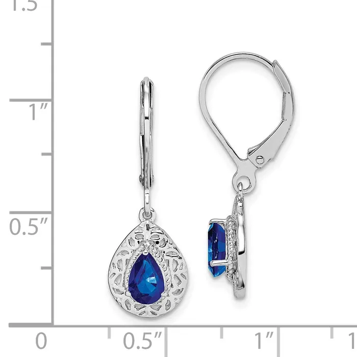 Goldia Earrings Sterling Silver Rhodiumplated Sapphire Teardrop Lever Back Earrings
