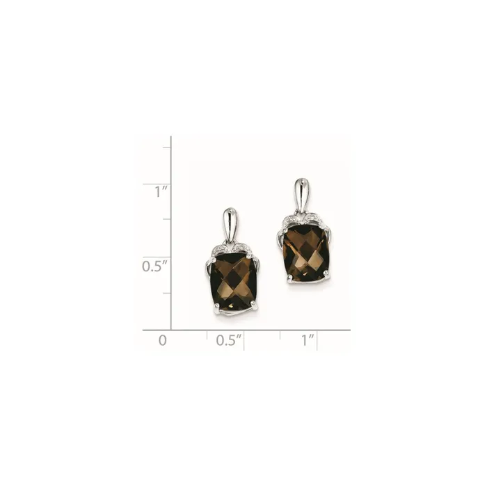 Goldia Earrings Sterling Silver Smoky Quartz and Diamond Earrings