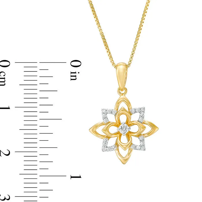 Goldia Necklaces 013 CT TW Natural Diamond Lotus Flower Pendant in Sterling Silver with 18K Gold Plate Goldia Necklaces 013 CT TW Natural Diamond Lotus Flower Pendant in Sterling Silver with 18K Gold Plate