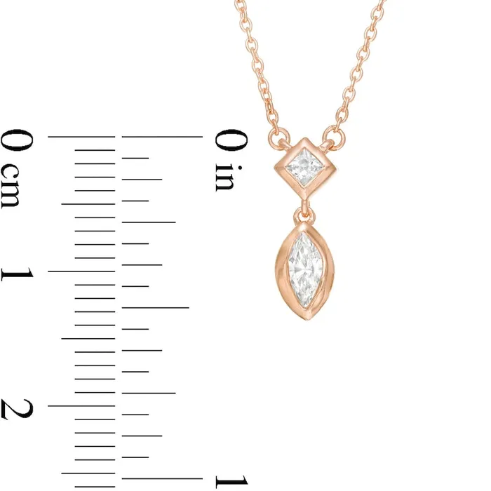 Goldia Necklaces 02 CT TW Marquise and PrincessCut Natural Diamond Necklace in 10K Rose Gold Goldia Necklaces 02 CT TW Marquise and PrincessCut Natural Diamond Necklace in 10K Rose Gold