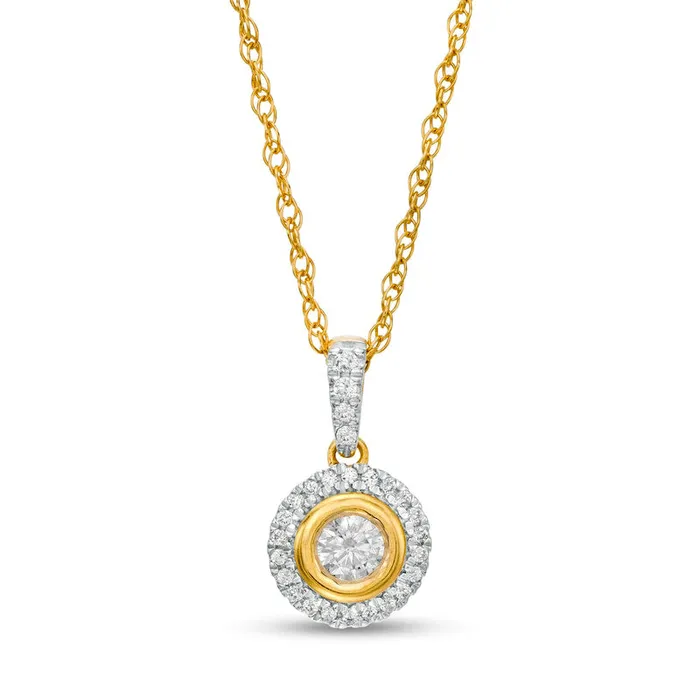 Goldia Necklaces 025 CT TW Natural Diamond Frame Pendant in 10K Yellow Gold Goldia Necklaces 025 CT TW Natural Diamond Frame Pendant in 10K Yellow Gold