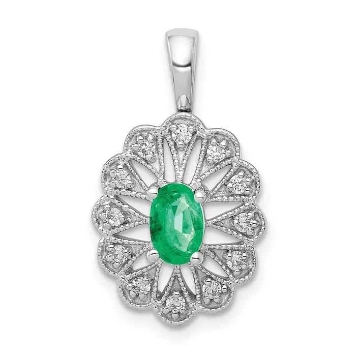 Goldia Necklaces 14k White Gold 16 Ct Lab Grown Diamond VSSI G and Lab Created Emerald Pendant Goldia Necklaces 14k White Gold 16 Ct Lab Grown Diamond VSSI G and Lab Created Emerald Pendant