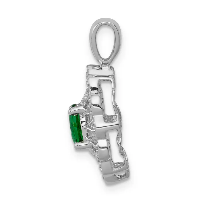 Goldia Necklaces 14k White Gold 16 Ct Lab Grown Diamond VSSI G and Lab Created Emerald Pendant