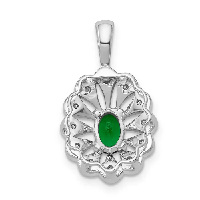 Goldia Necklaces 14k White Gold 16 Ct Lab Grown Diamond VSSI G and Lab Created Emerald Pendant
