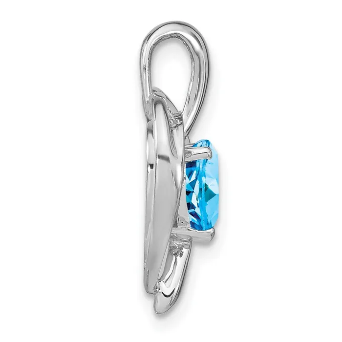 Goldia Necklaces 14k White Gold Blue Topaz and Real Diamond Heart Pendant