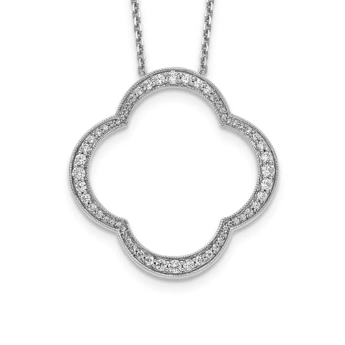 Goldia Necklaces 14k White Gold Quatrefoil Pendant w Chain