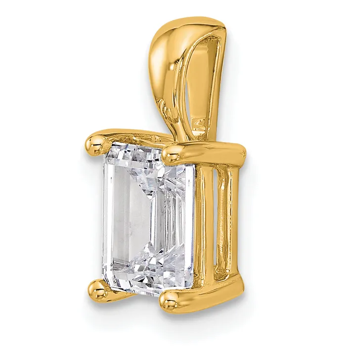 Goldia Necklaces 14k Yellow Gold 1 12 Ct Certified Lab Grown Diamond VSSI G Emerald Four Prong Pendant