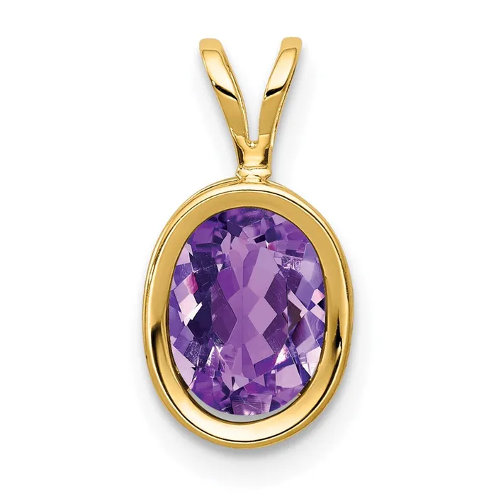 Goldia Necklaces 14K Yellow Gold 8x6mm Oval Amethyst bezel pendant
