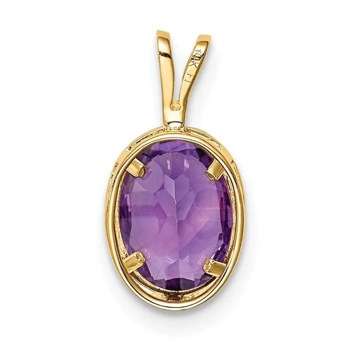 Goldia Necklaces 14K Yellow Gold 8x6mm Oval Amethyst bezel pendant