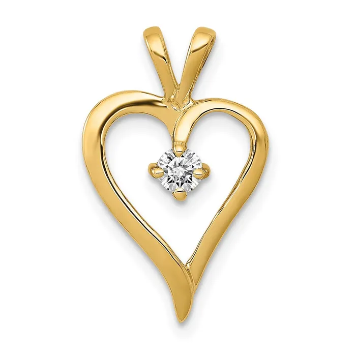 Goldia Necklaces 14K Yellow Gold AA 110ct Real Diamond Heart Pendant