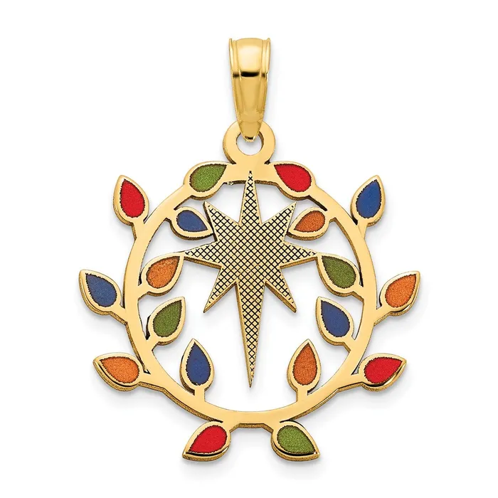 Goldia Necklaces 14k Yellow Gold Epoxy Christmas Lights and North Star Pendant Goldia Necklaces 14k Yellow Gold Epoxy Christmas Lights and North Star Pendant