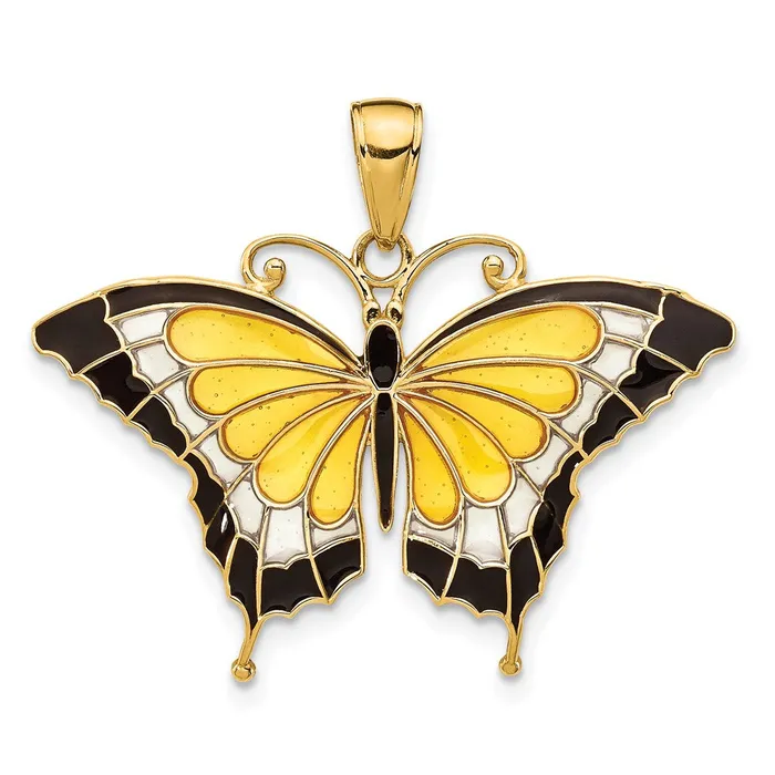 Goldia Necklaces 14k Yellow Gold Yellow Enameled Butterfly Pendant