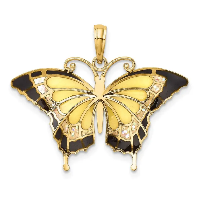 Goldia Necklaces 14k Yellow Gold Yellow Enameled Butterfly Pendant
