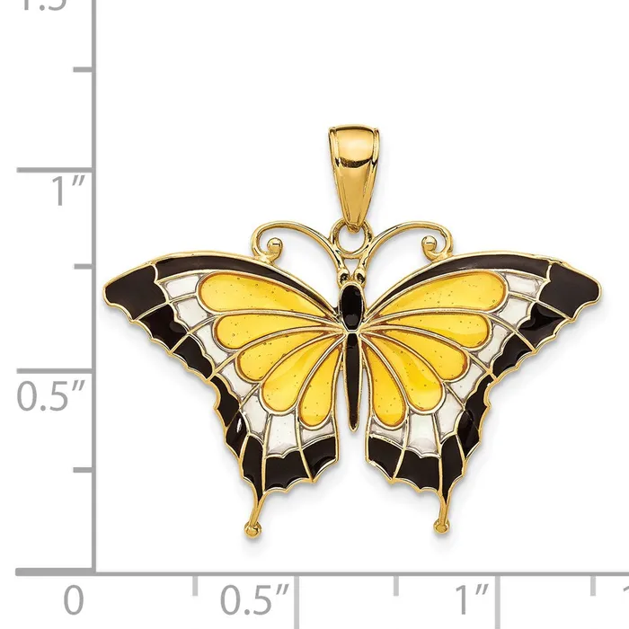 Goldia Necklaces 14k Yellow Gold Yellow Enameled Butterfly Pendant