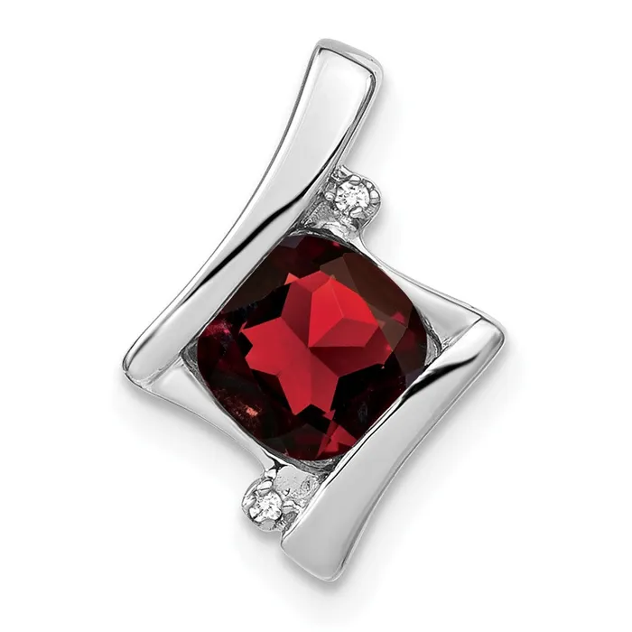 Goldia Necklaces Solid 14k White Gold Simulated Garnet and CZ Pendant