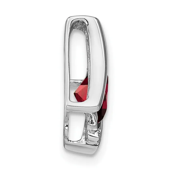 Goldia Necklaces Solid 14k White Gold Simulated Garnet and CZ Pendant
