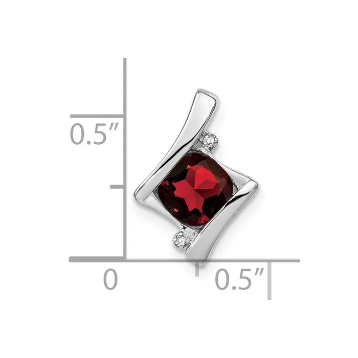 Goldia Necklaces Solid 14k White Gold Simulated Garnet and CZ Pendant
