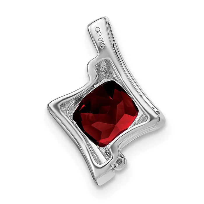 Goldia Necklaces Solid 14k White Gold Simulated Garnet and CZ Pendant