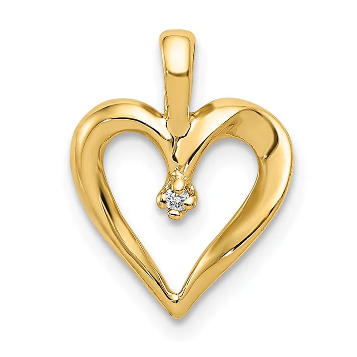 Goldia Necklaces Solid 14k Yellow Gold AA Simulated CZ Heart Pend