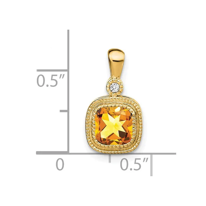 Goldia Necklaces Solid 14k Yellow Gold Cushion Simulated Citrine and CZ Pendant Goldia Necklaces Solid 14k Yellow Gold Cushion Simulated Citrine and CZ Pendant