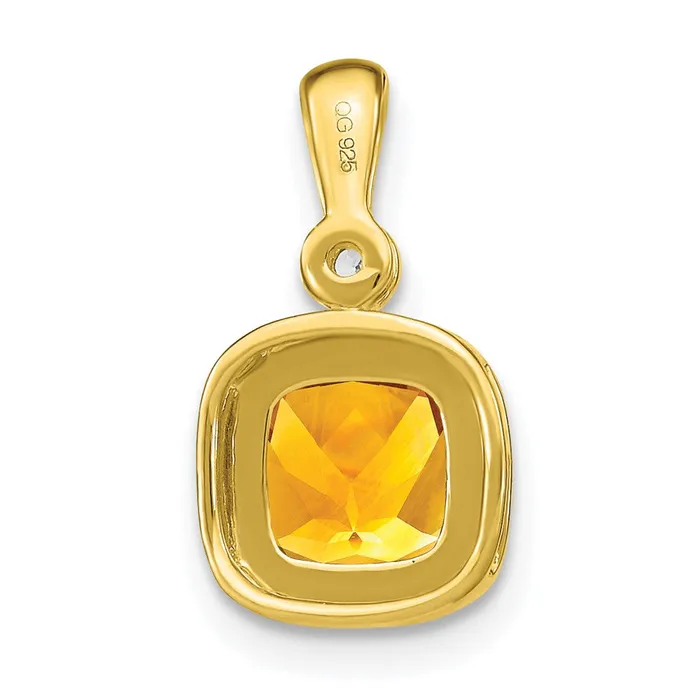 Goldia Necklaces Solid 14k Yellow Gold Cushion Simulated Citrine and CZ Pendant Goldia Necklaces Solid 14k Yellow Gold Cushion Simulated Citrine and CZ Pendant
