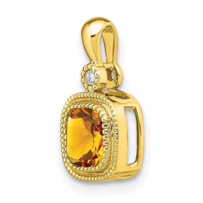 Goldia Necklaces Solid 14k Yellow Gold Cushion Simulated Citrine and CZ Pendant Goldia Necklaces Solid 14k Yellow Gold Cushion Simulated Citrine and CZ Pendant