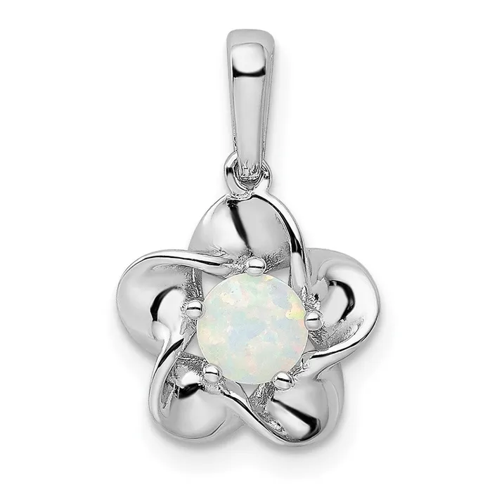 Goldia Necklaces Sterling Silver Rhodiumplated Floral Created Opal Pendant