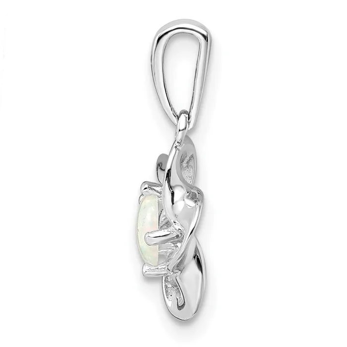 Goldia Necklaces Sterling Silver Rhodiumplated Floral Created Opal Pendant