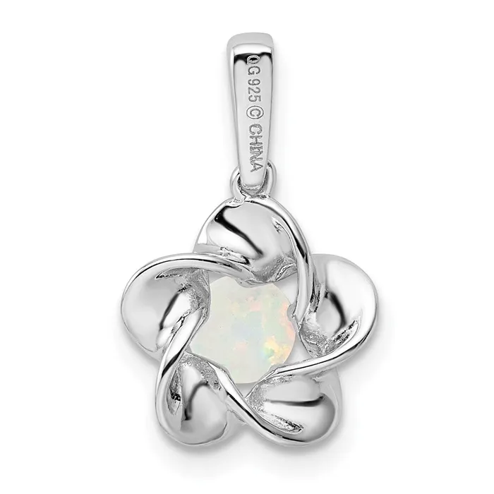 Goldia Necklaces Sterling Silver Rhodiumplated Floral Created Opal Pendant