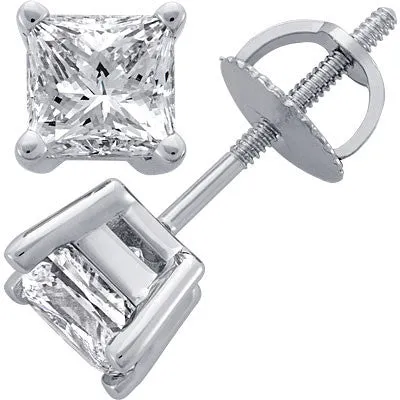 Goldia Platinum PrincessCut Diamond Stud Earrings Earrings