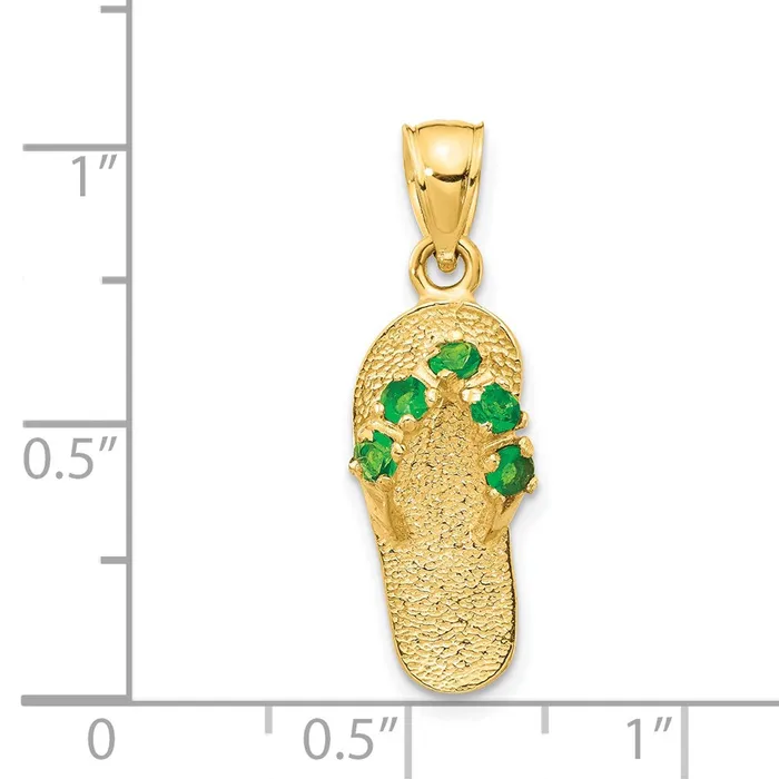 Goldia PreStyled Sets 14k Yellow Gold 3D MayCZ Birthstone Flip Flop Pendant