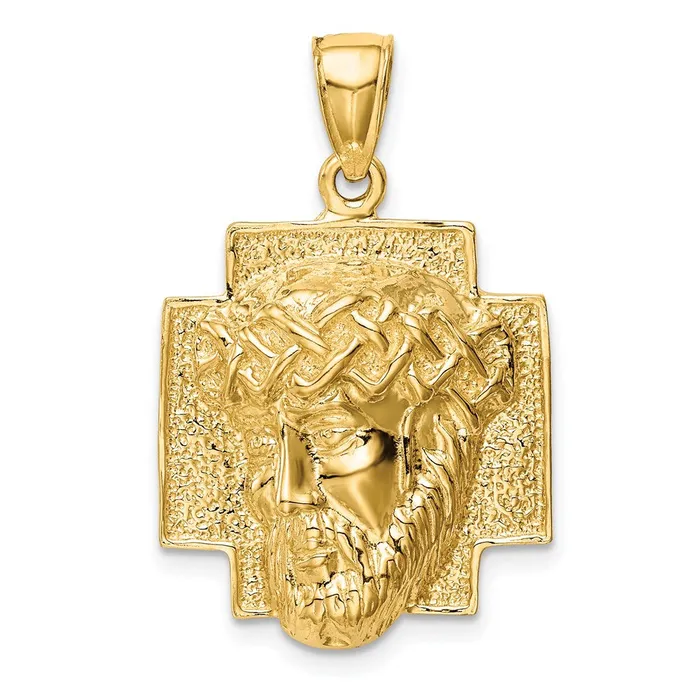 Goldia PreStyled Sets 14k Yellow Gold Gold Polished Large Jesus Head With Crown Pendant Goldia PreStyled Sets 14k Yellow Gold Gold Polished Large Jesus Head With Crown Pendant